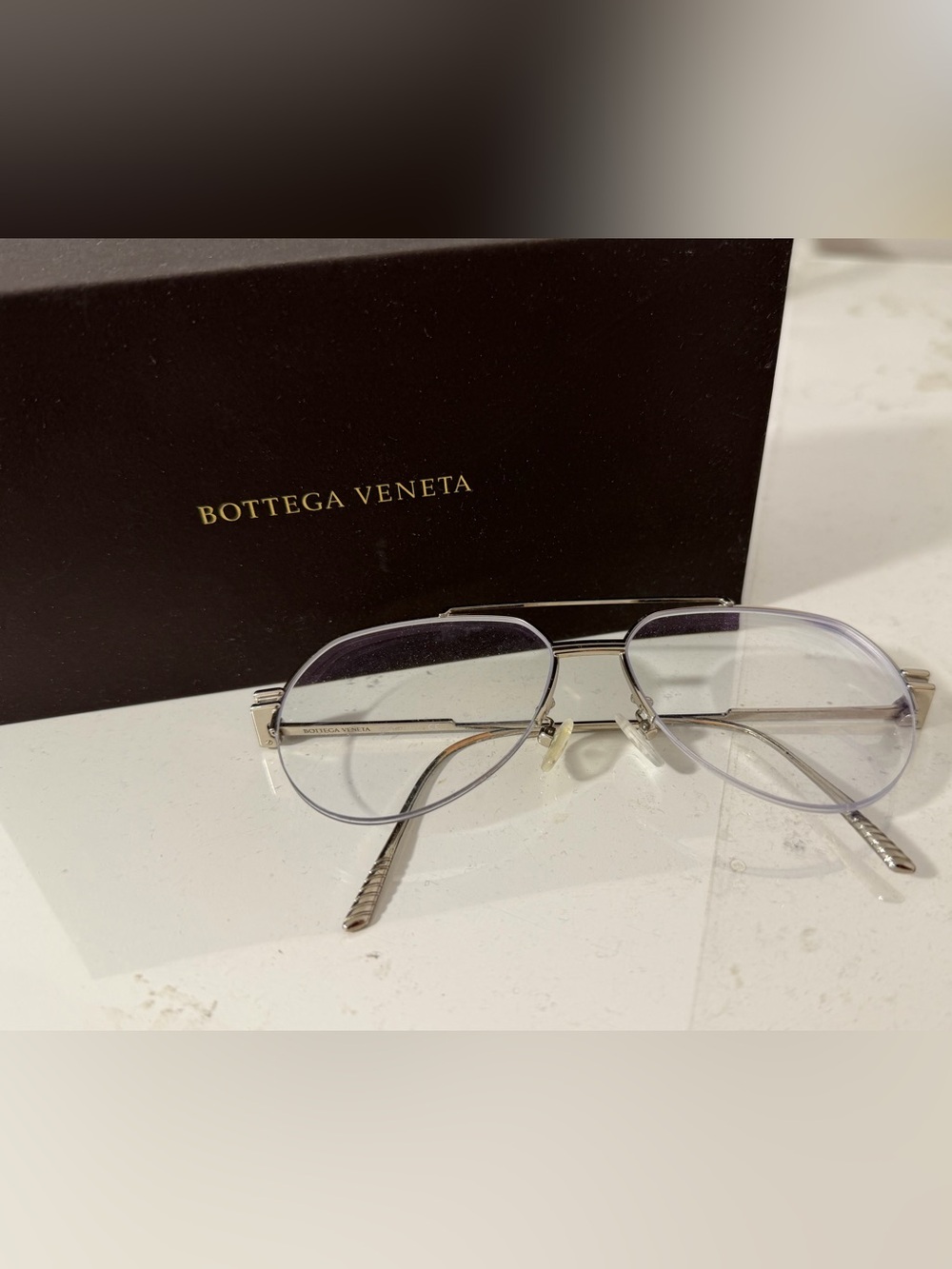 Bottega Veneta Silver Rimmed Eyeglasses